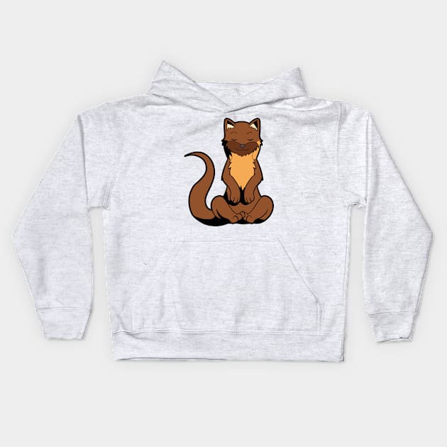 Cartoon ferret meditates with yoga Kids Hoodie by Modern Medieval Design